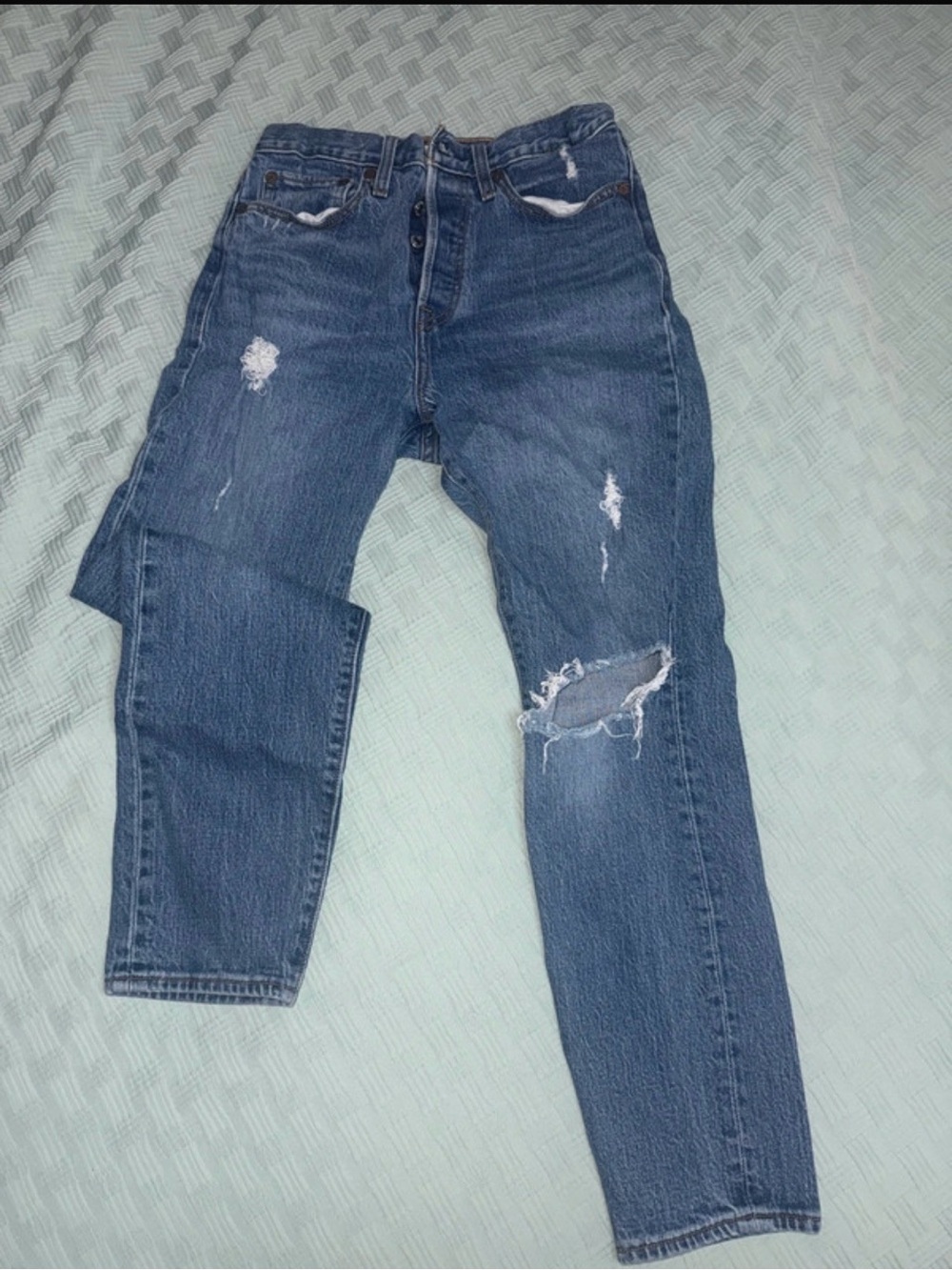 Levi's Men's Dark Blue Slim Straight Distressed Jeans